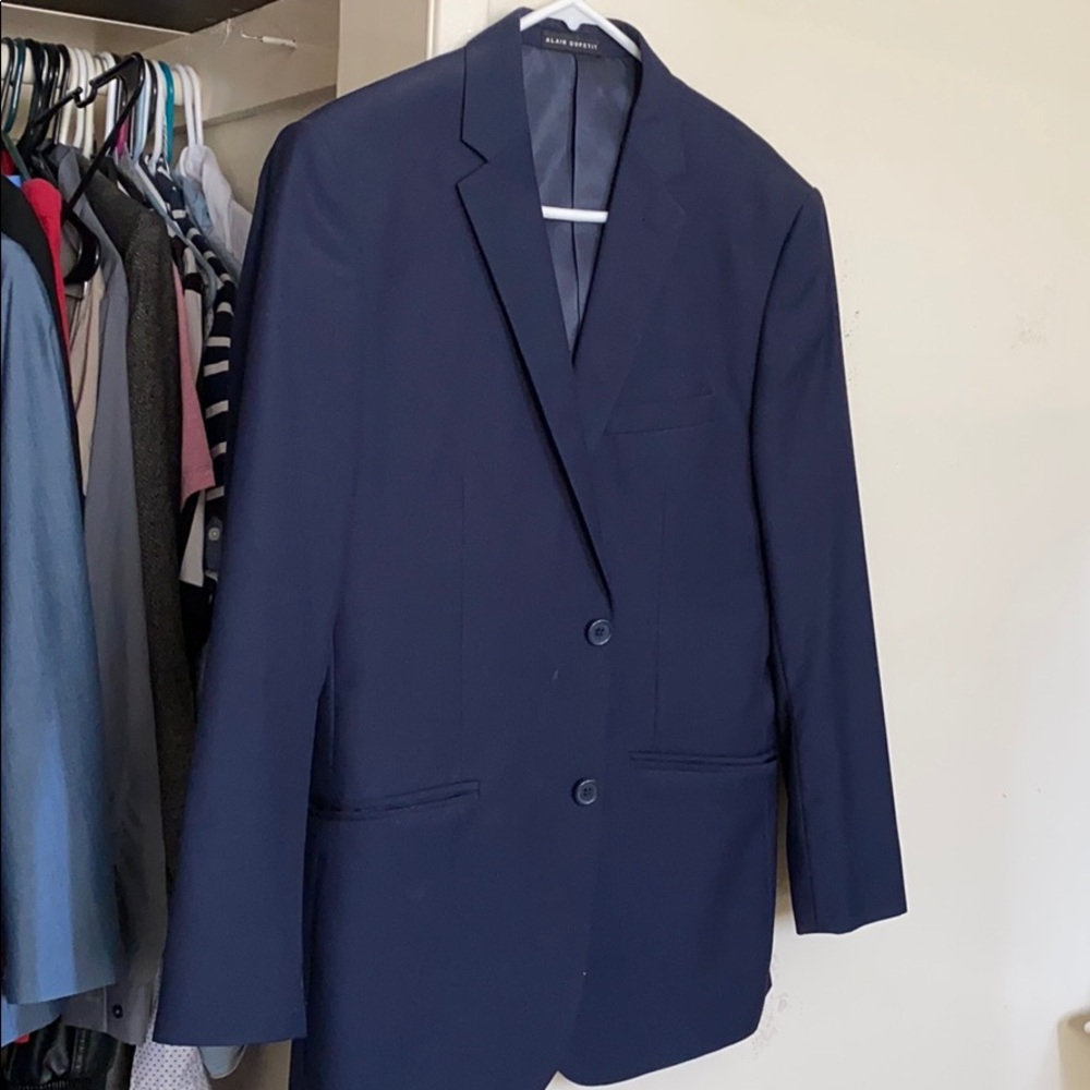 Very fitted navy blue suit jacket